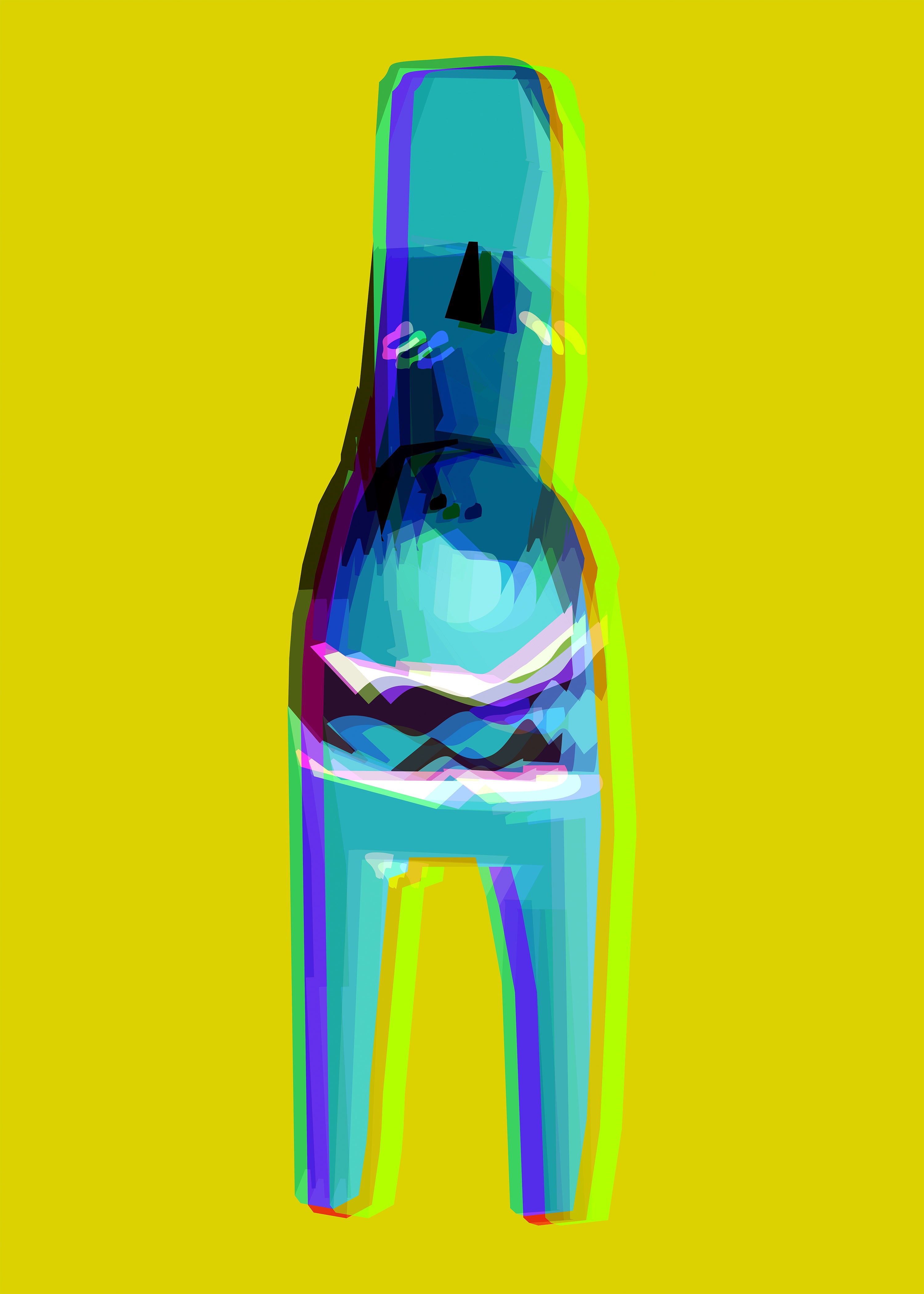 "Acid Dalahäst #01.2023" — Fine art print — 50x70 cm — Oinramad — Signerad upplaga av 75 exemplar