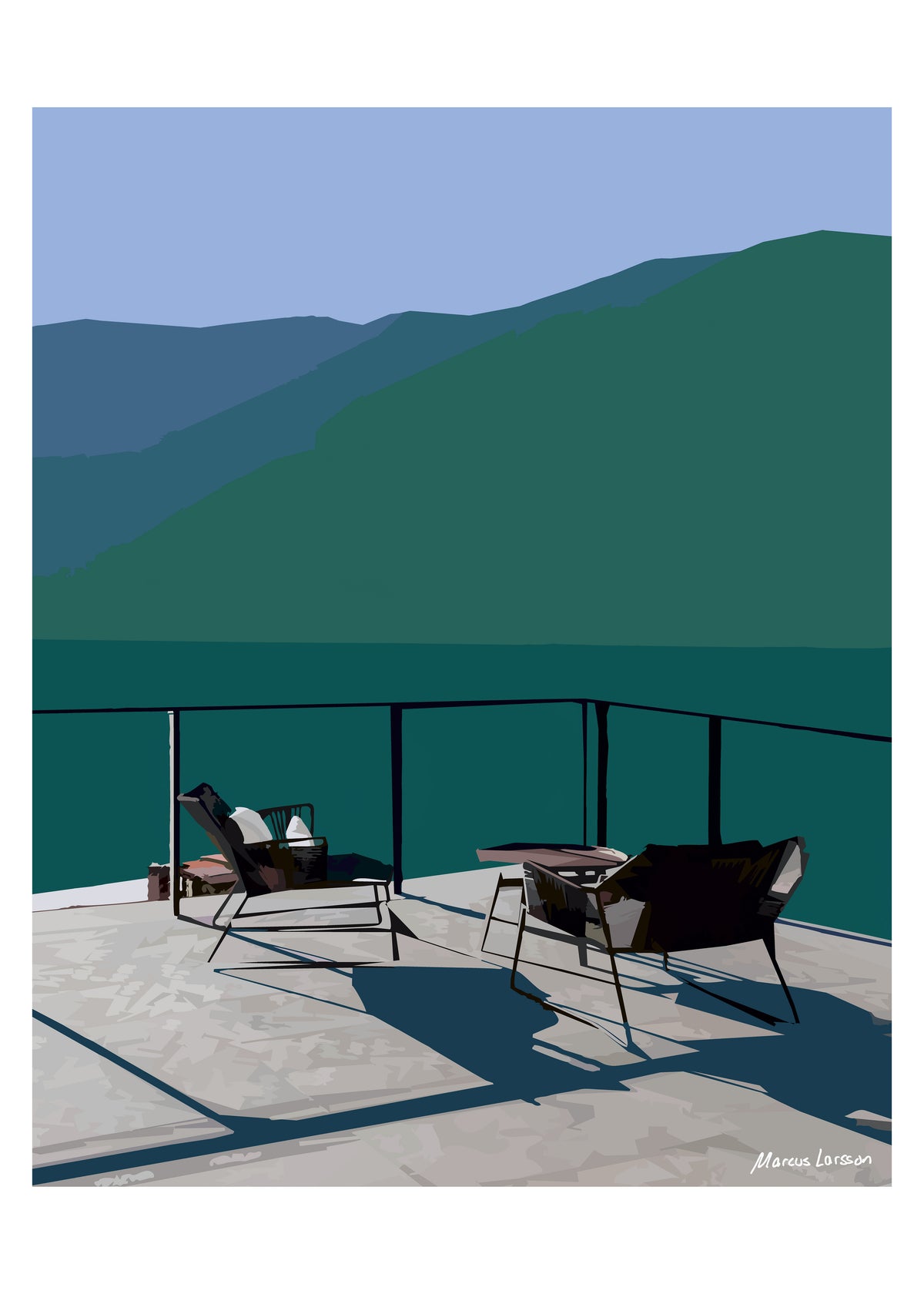 Breakfast at Lake Como — Aluminium — 47x59 cm