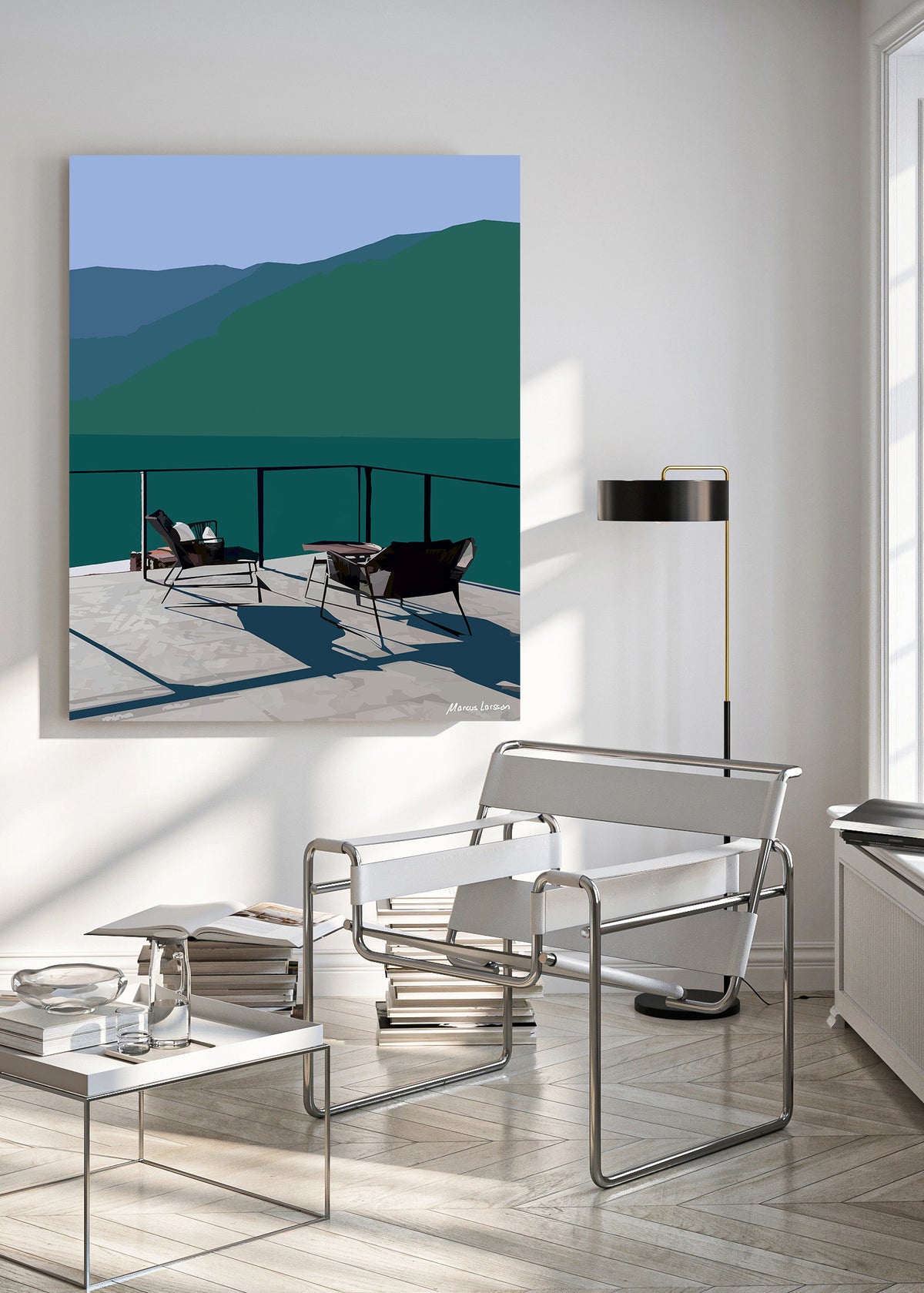 Breakfast at Lake Como — Aluminium — 47x59 cm